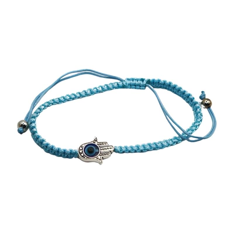 Handmade Turkish Lucky Evil Eye Bracelet Blue Hamsa-Evil Eye Protection Amulet