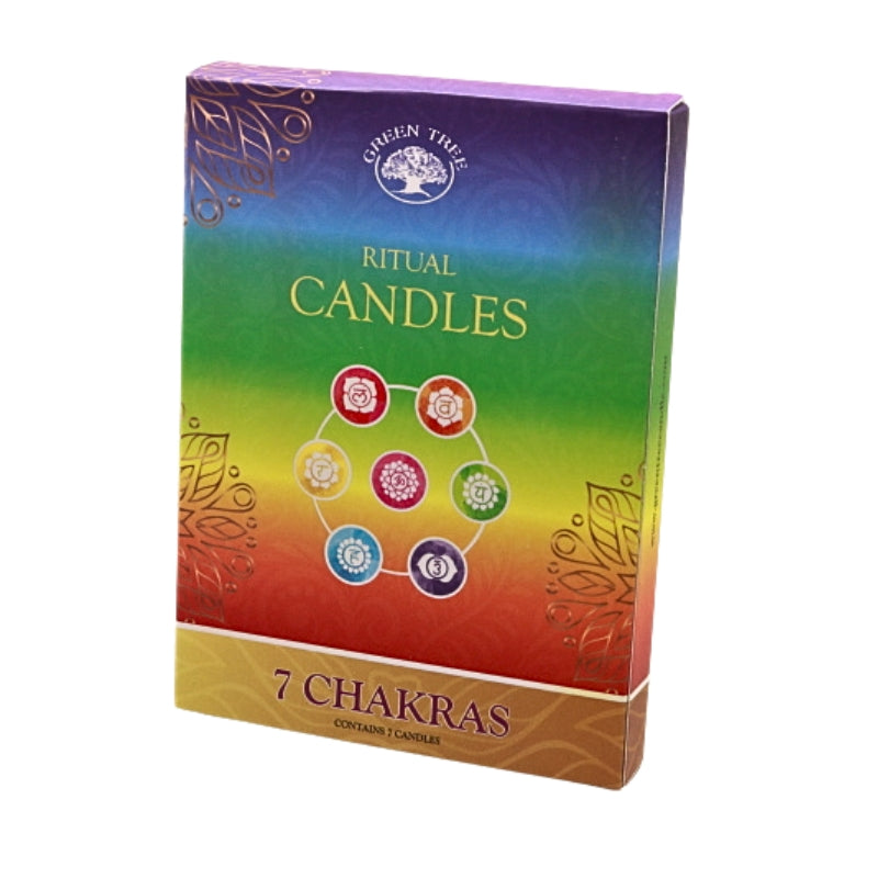 7 pk Green Tree Ritual Candles- Chakra Candles