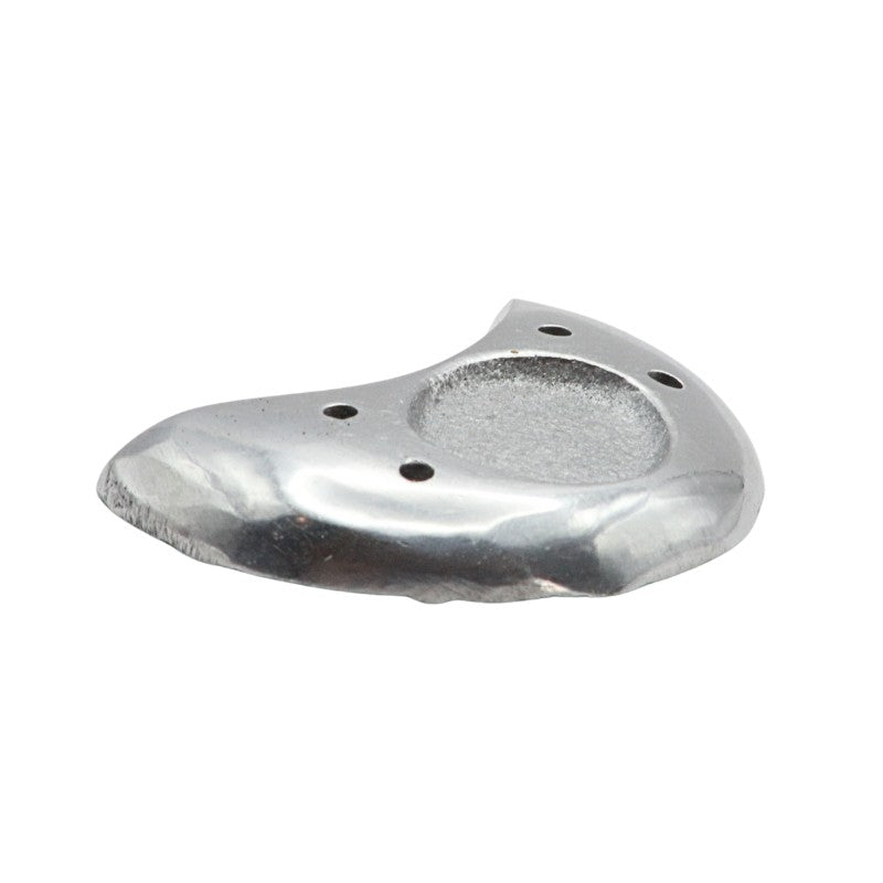 Metallic incense holder in a crescent  moon shape  on a white background