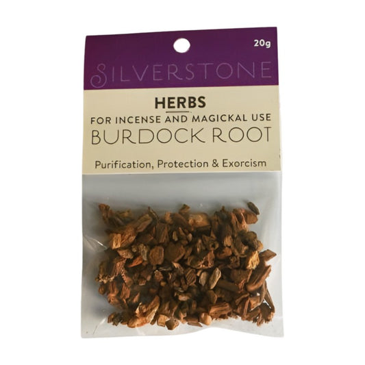 packet of loose dried herbs- burdock root