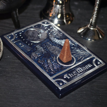 Moon Altar Tile Incense Stick & Incense Cone Holder- Altar Plate