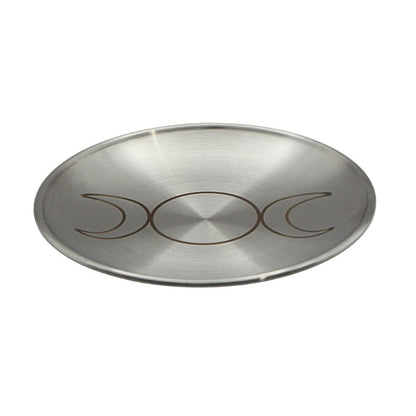 silver coloured plate with triple moon design