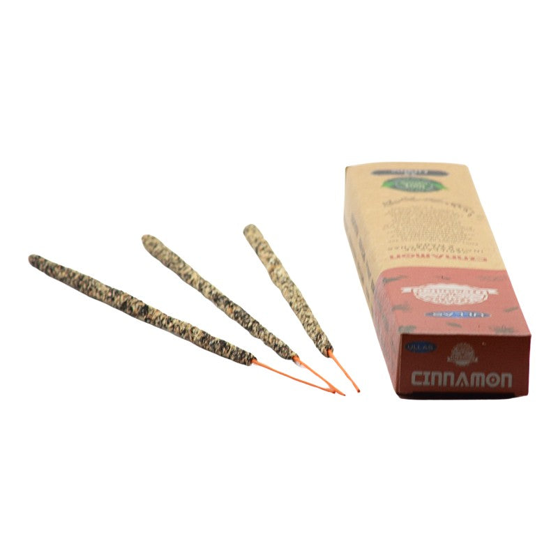 recycled cardboard box pack of incense next to 3 handmade incense sticks