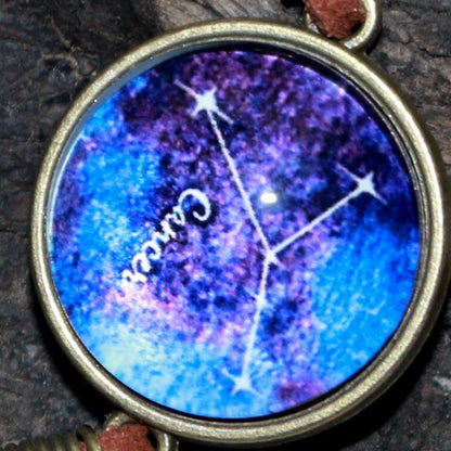 Cancer Star Sign Adjustable Leather Bracelet - Astrology Bracelet