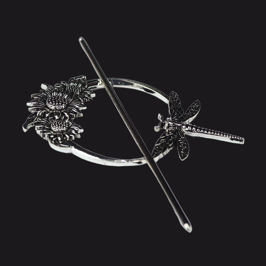 Dragonfly and flower hair pin 