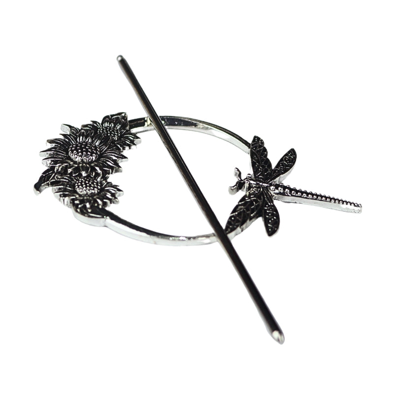 Dragonfly and flower hair pin 