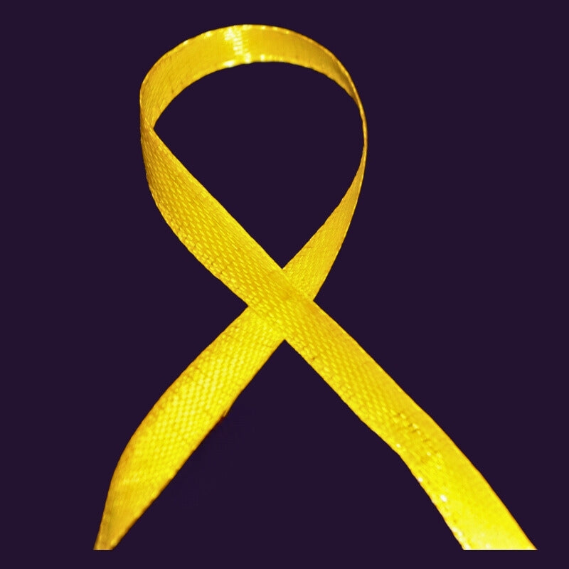 Yellow ribbon on purple background 