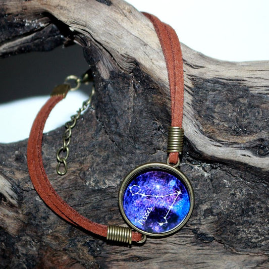 Pisces Star Sign Adjustable Leather Bracelet - Astrology Bracelet