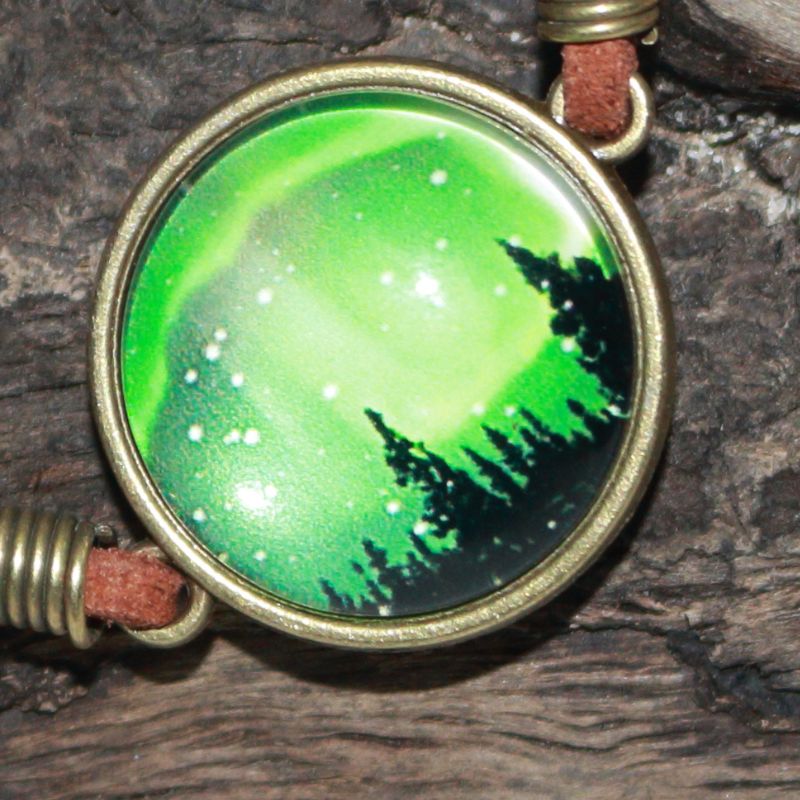 Nature Inspired Aurora Borealis Adjustable Leather Bracelet Jewellery