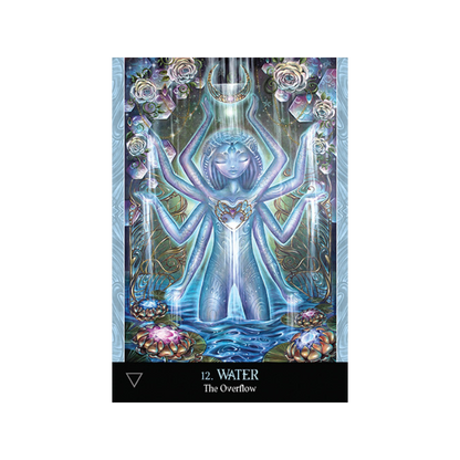 card from the beyond lemuria tarot deck featuring a blue water spirit