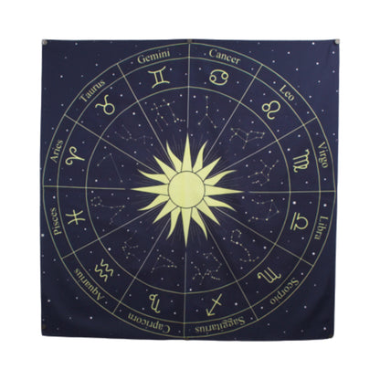 Blue Tarot Cloth/ Altar Cloth/ Wheel of the Zodiac Astrology Wall Hanging
