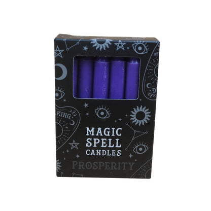 Purple prosperity spell candles 12 pk in black box