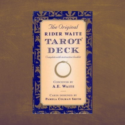 original rider waite tarot deck on bronze and gold background