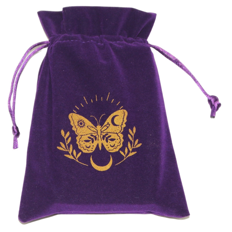 Moth and Moon Velvet Tarot Bag for Tarot and Oracle Cards 13cm x 18cm