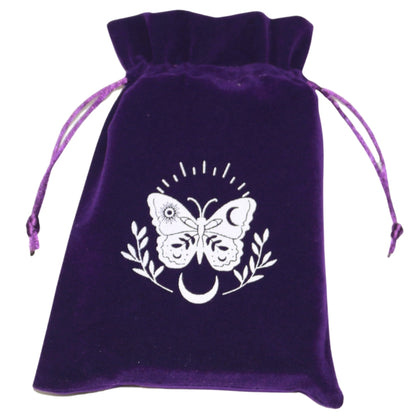 Moth and Moon Velvet Tarot Bag for Tarot and Oracle Cards 13cm x 18cm