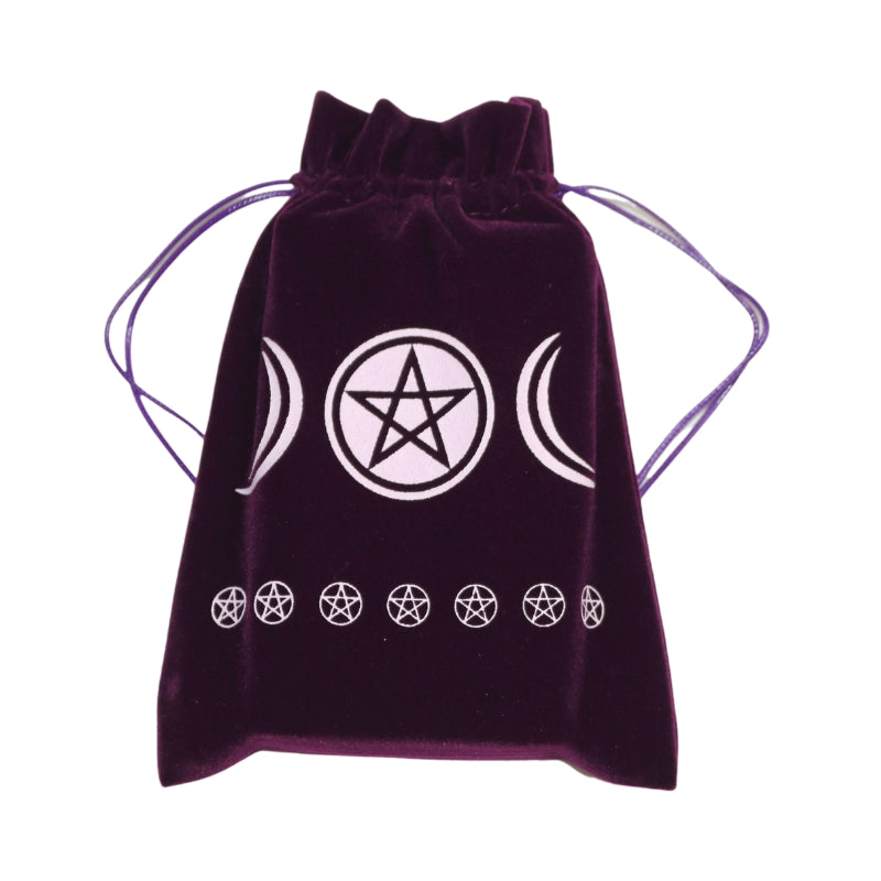 Purple Triple Moon Pentagram Wiccan Tarot Bag for Tarot and Oracle Cards 13cm x 18cm